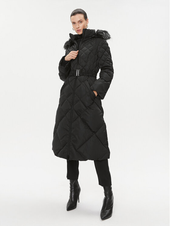 Guess Guess Зимове пальто W3BL37 WEX52 Чорний Regular Fit