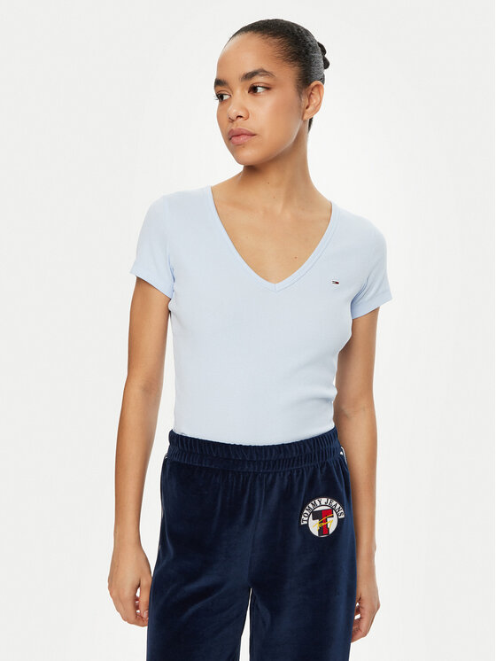 Tommy Jeans Tommy Jeans Majica Essential DW0DW17385 Svetlo modra Slim Fit