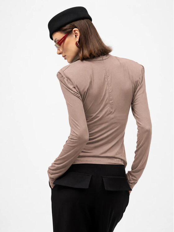 MANDRAGORA MANDRAGORA Bluzka Varo Beżowy Slim Fit