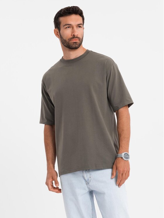 Ombre Ombre T-Shirt OM-TSBC-0234 Zielony Loose Fit