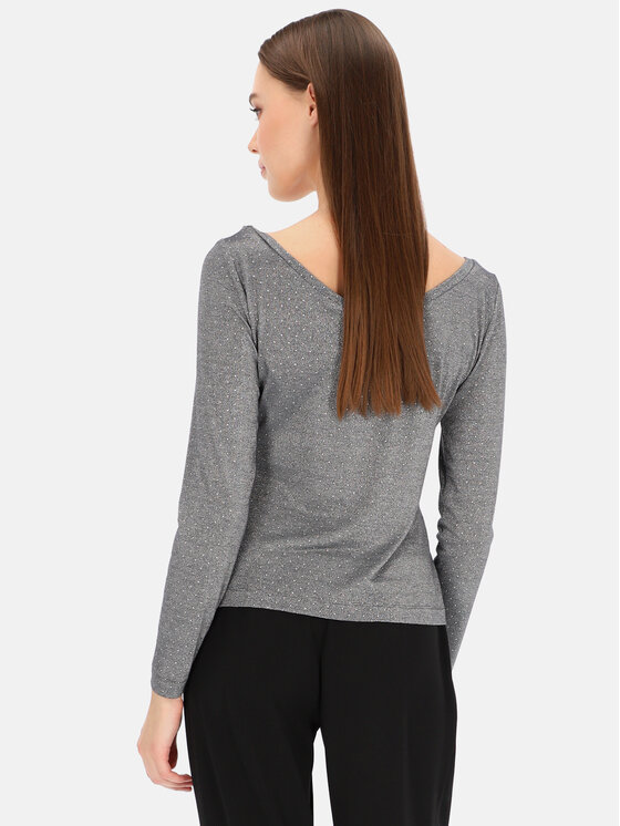 Potis & Verso Potis & Verso Bluzka Dzianinowa srebrna bluzka Potis & Verso Milen 40 Szary Slim Fit