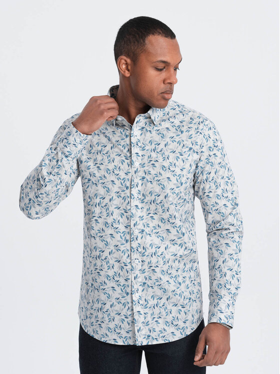 Ombre Ombre Košile OM-SHPS-0163 Modrá Slim Fit
