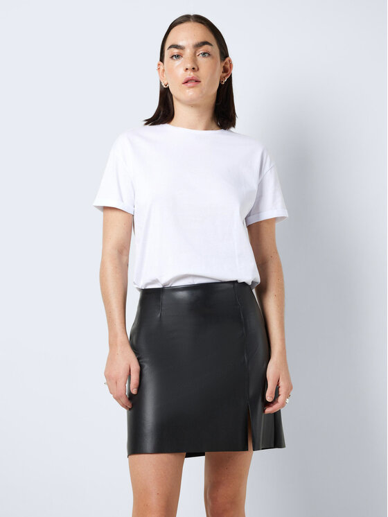 Noisy May Noisy May Fustă din imitație de piele 27021277 Negru Regular Fit