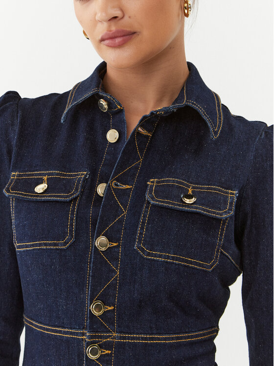 Silvian Heach Silvian Heach Farmer ruha Vestito Corto GPA23431VE Sötétkék Regular Fit