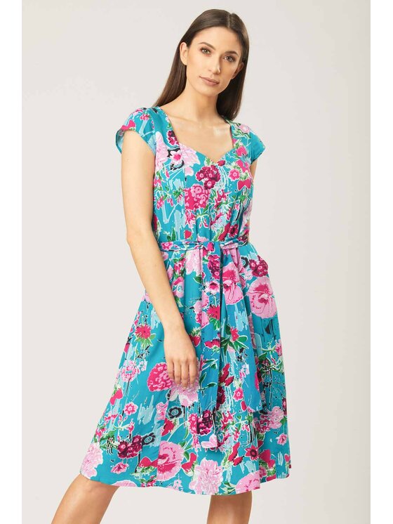 QUIOSQUE QUIOSQUE Sukienka codzienna 3881 Turkusowy Regular Fit