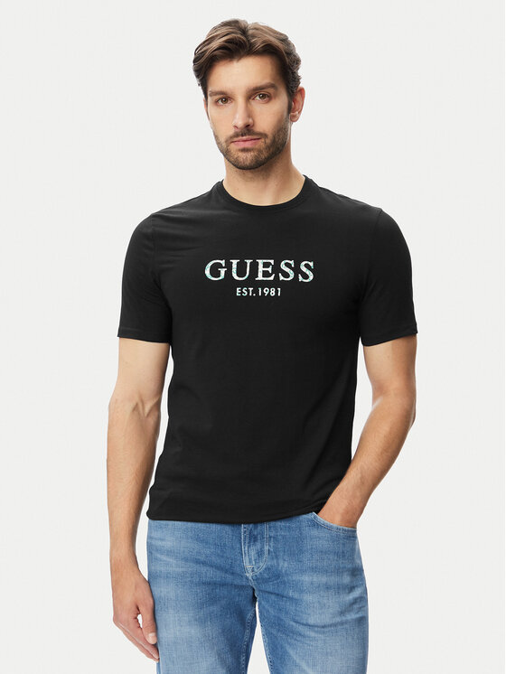 Guess Tricou M4YI38 J1314 Negru Slim Fit