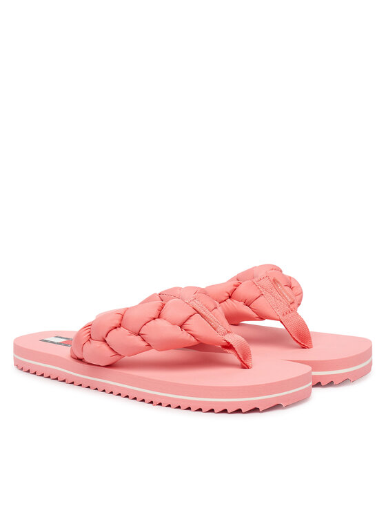 Tommy Jeans Tommy Jeans Šlepetės per pirštą Braided Thong Beach Sandal EN0EN02877 Rožinė