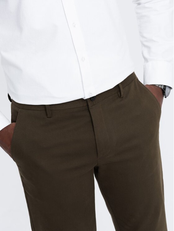 Ombre Ombre Chinosy OM-PACP-0190 Khaki Regular Fit