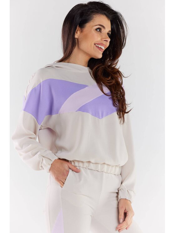 Awama Awama Bluza A497 Beżowy Basic Fit