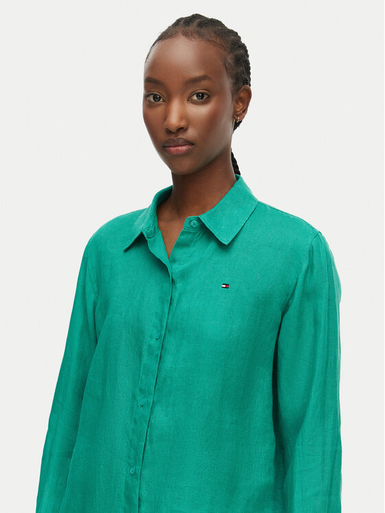 Tommy Hilfiger Tommy Hilfiger Marškiniai WW0WW44679 Žalia Relaxed Fit