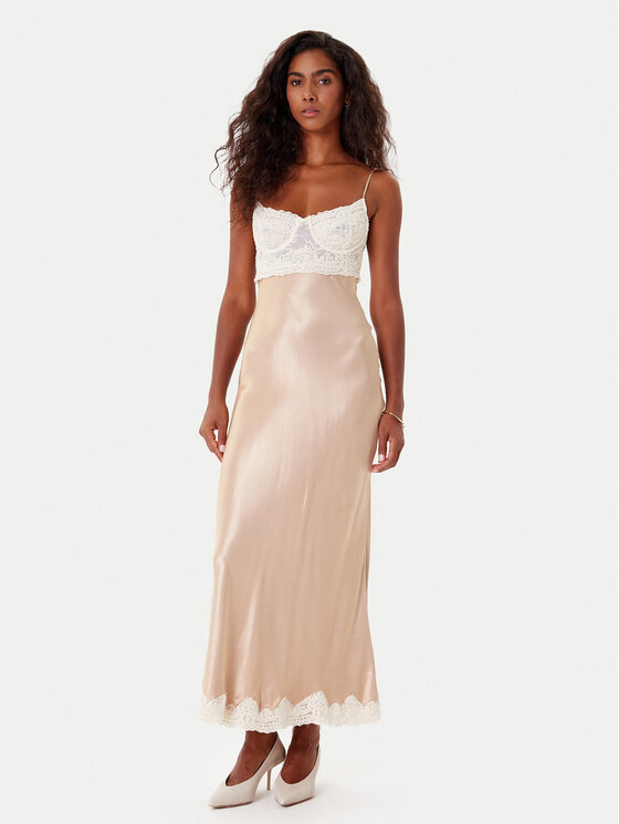 Bardot Bardot Sukienka koktajlowa Tzariana 60118DB Beżowy Regular Fit