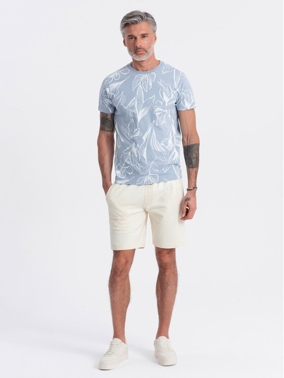 Ombre Ombre Šortky z materiálu OM-SRBS-0139 Écru Regular Fit