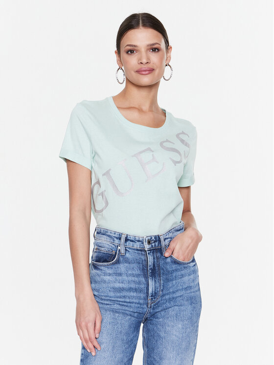 Guess Tricou Benita W3RI27 JA914 Verde Regular Fit