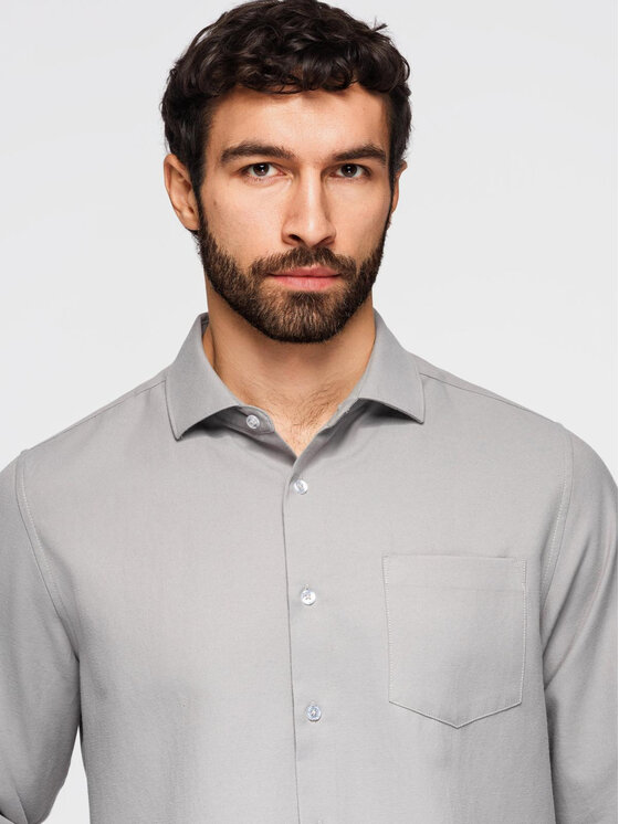 Ombre Ombre Koszula K694 Szary Regular Fit