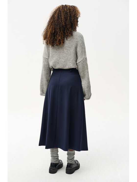 blue shadow blue shadow Spódnica trapezowa Spódnica midi z kieszeniami Kimbra Dark Navy - 44 Granatowy Regular Fit