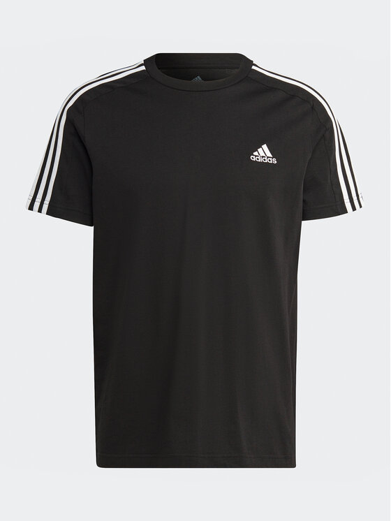 adidas adidas Tričko Essentials Single Jersey 3-Stripes T-Shirt IC9334 Čierna Regular Fit