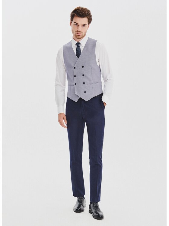 Pako Lorente Pako Lorente Kamizelka garniturowa P25WF-8X-007 Granatowy Slim Fit