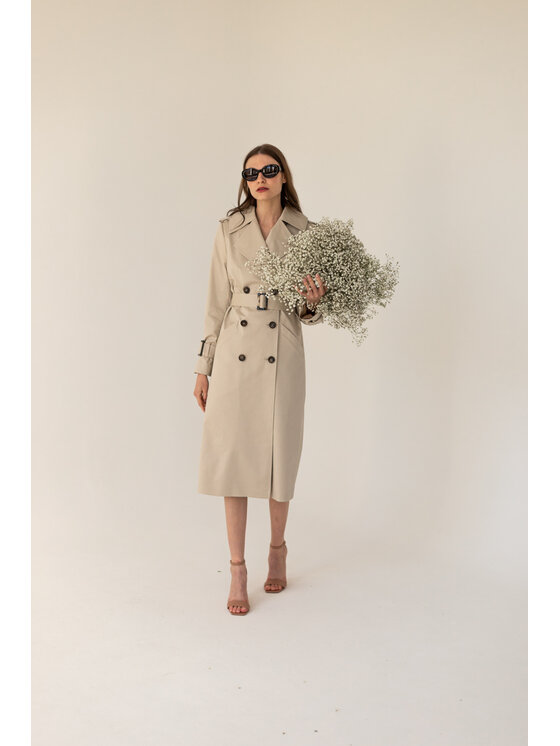 Entelier Entelier Płaszcz przejściowy klasyczny Beżowy Classic Fit
