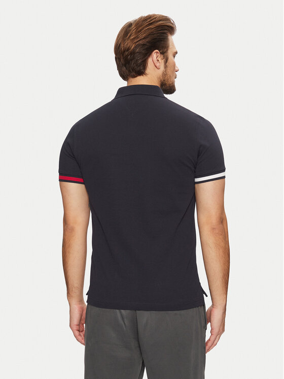 Tommy Hilfiger Tommy Hilfiger Polo Flag Cuff MW0MW37518 Granatowy Slim Fit