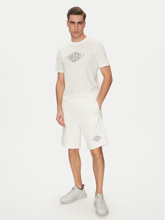 HUGO HUGO Pantaloni scurți sport Damtus 50534953 Écru Relaxed Fit