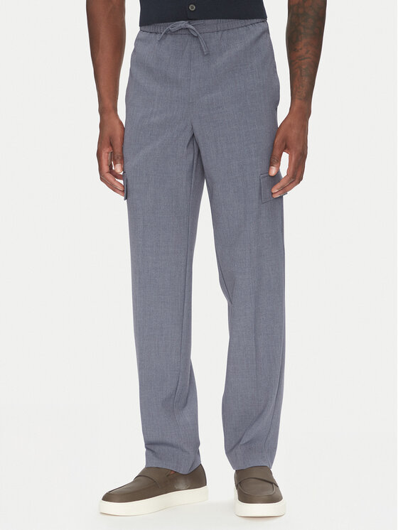 Lindbergh Lindbergh Kalhoty z materiálu 30-01112A Modrá Relaxed Fit