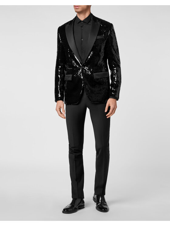 PHILIPP PLEIN PHILIPP PLEIN Marynarka 3611 Czarny Fitted Fit