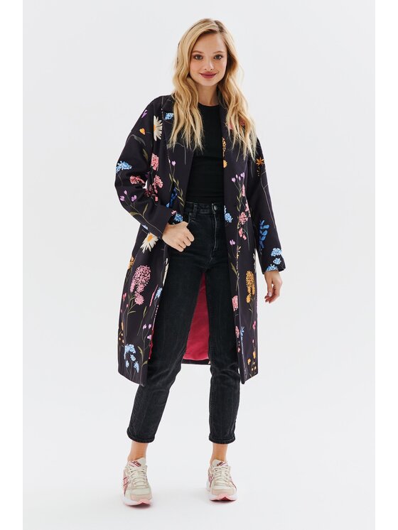 NAOKO Naoko Kabát Herbarium Černá Regular Fit