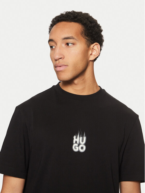 HUGO HUGO T-krekls Dalsar 50530434 Melns Relaxed Fit