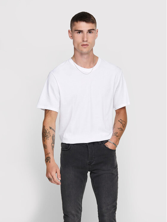 Only & Sons T-krekls Matt 22002973 Balts Regular Fit