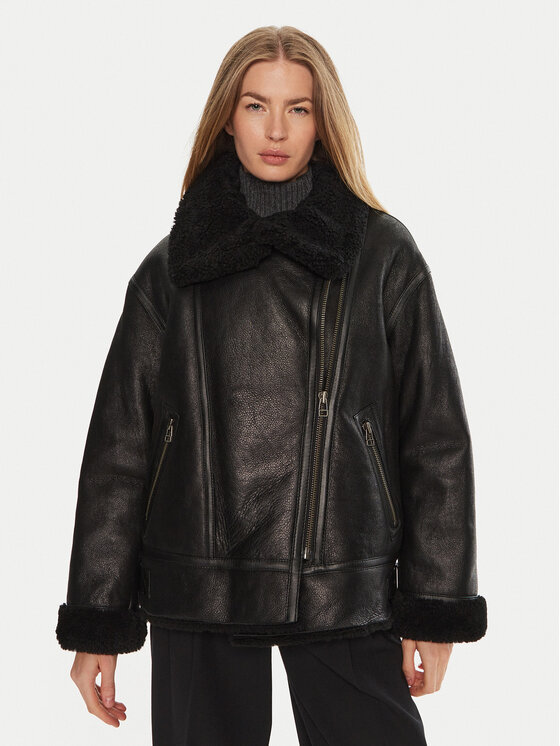 Serge Pariente Cappotto in shearling Christelle Nero Regular Fit, taglia : XL