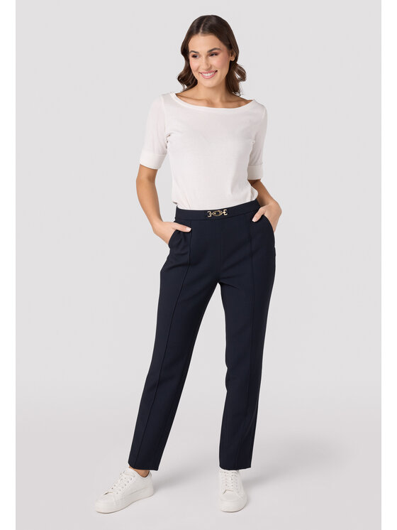 QUIOSQUE QUIOSQUE Kalhoty z materiálu QUIOSQUE 3VS003802 Tmavomodrá Regular Fit