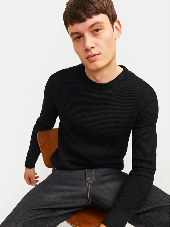 Jack & Jones Jack & Jones Sweter Perfect 12257771 Czarny Regular Fit