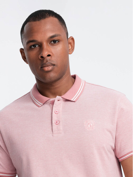 Ombre Ombre Polokošile OM-POSS-0109 Růžová Regular Fit