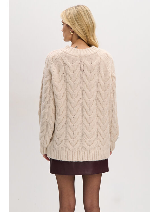 Fobya Fobya Sweter F1747 Beżowy Basic Fit
