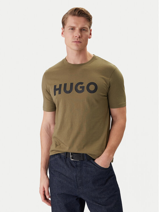 HUGO HUGO Marškinėliai Dulivio 50467556 Chaki Regular Fit