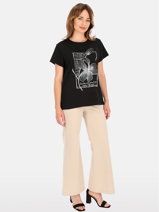 Perso Perso T-Shirt TCE242339F Czarny Regular Fit