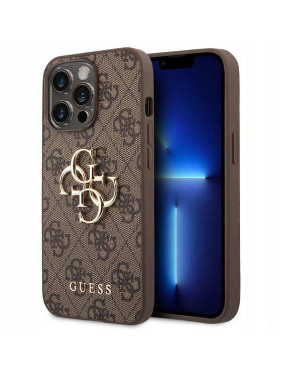 Guess Guess Etui na telefon 4G Big Metal Logo Brązowy