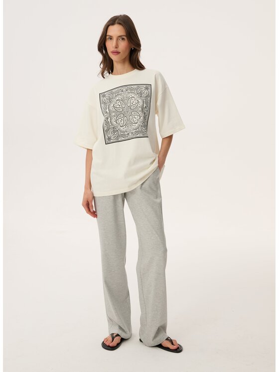 LEBRAND LEBRAND T-Shirt Liu Beżowy jasny Oversize