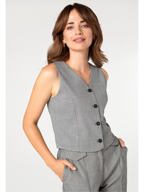 QUIOSQUE QUIOSQUE Obleková vesta ML 0923V1 Šedá Regular Fit