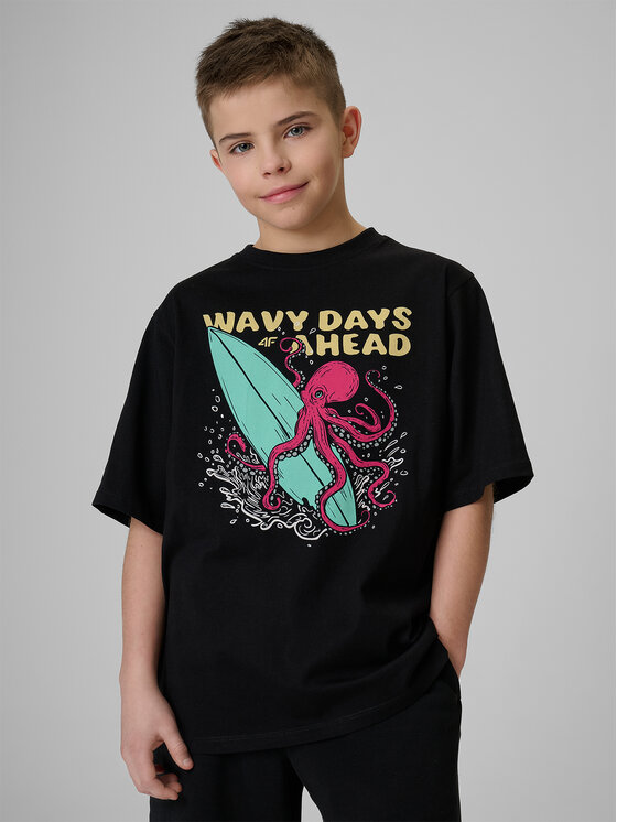 4F 4F T-Shirt WAVE RIDERS CLUB Czarny Loose Fit