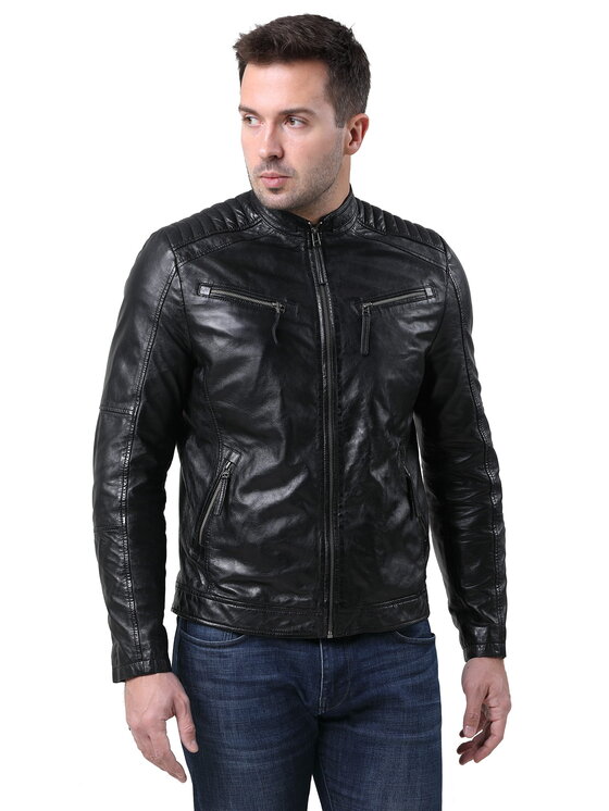 David Ryan David Ryan Kurtka skórzana ANTON Czarny Regular Fit
