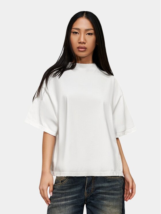 MADE BY SOCIETY MADE BY SOCIETY T-Shirt Tricou SILENT VOLUME - T27160 Biały Basic Fit