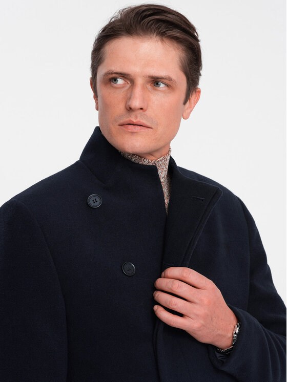 Ombre Ombre Kabát pro přechodné období OM-COWC-0102 Tmavomodrá Regular Fit