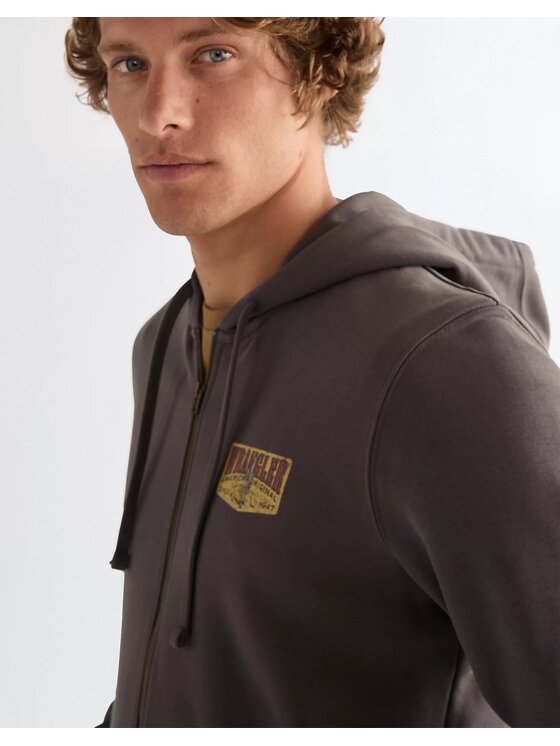Wrangler Wrangler Bluza GRAPHIC ZIP HOODIE Szary Regular Fit