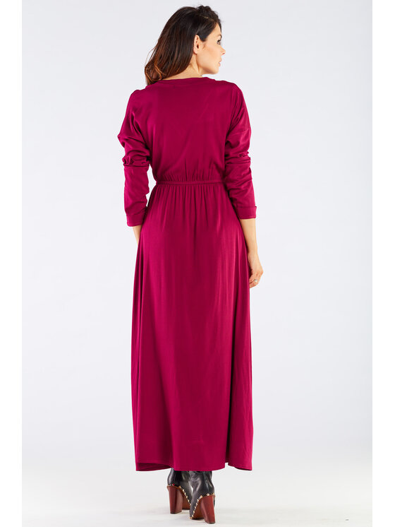 Awama Awama Letné šaty A454 Bordová Basic Fit