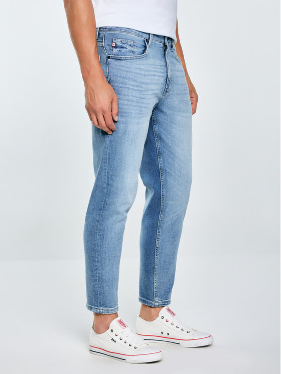 BIG STAR BIG STAR Jeansy ATES CROPPED Niebieski Tapered Fit