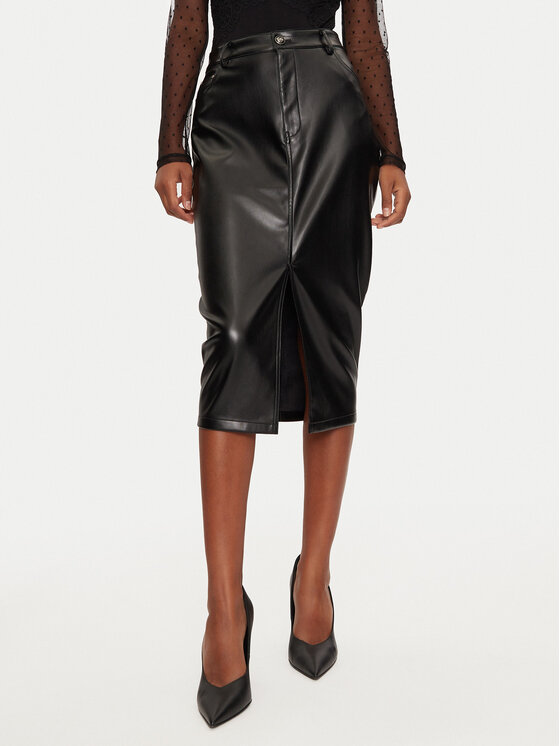 Guess Guess Suknja od imitacije kože Celine W4PD1K WF8Q0 Crna Regular Fit