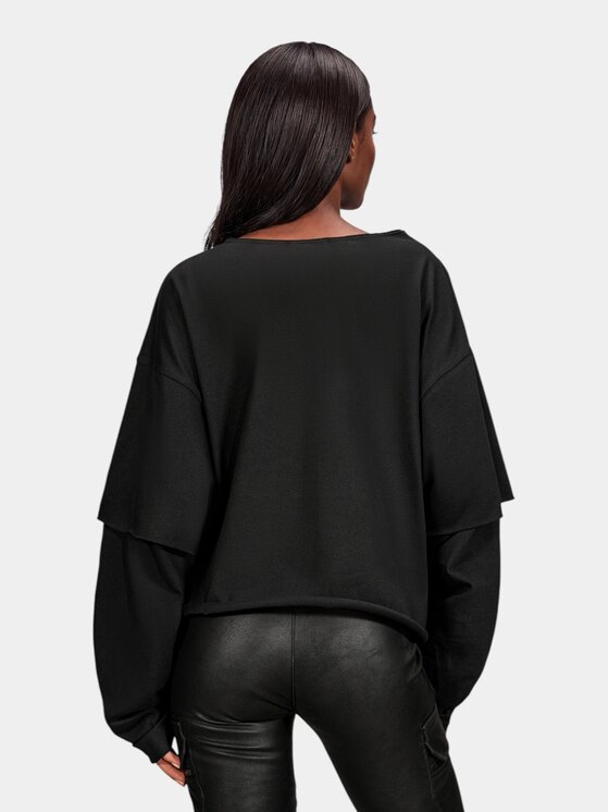 MADE BY SOCIETY MADE BY SOCIETY Bluzka Le Temps - T27903 Czarny Basic Fit
