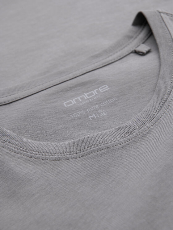 Ombre Ombre T-Shirt OM-TSBS-0146 Szary Regular Fit