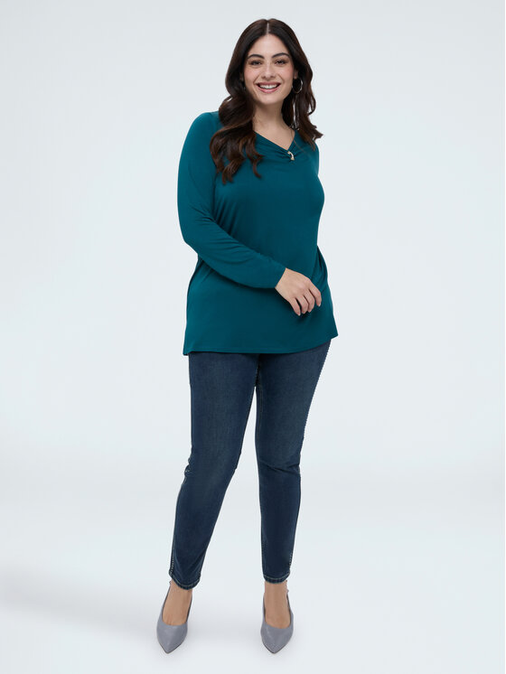Fiorella Rubino Fiorella Rubino Bluzka G04YL008939N035 Turkusowy A-Line Fit